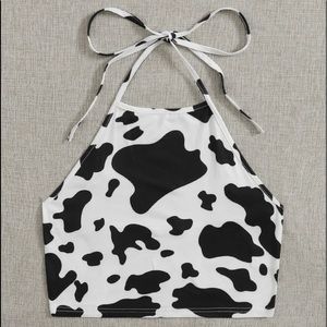 Cow print halter top.